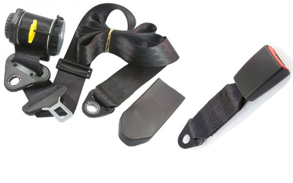 RETRACTABLE 3 BOLT HOLE LAP/SASH SEAT BELT AT 45º HIDDEN IN PILLAR WITH 275MM WEBBING BUCKLE