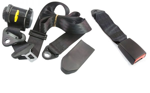 RETRACTABLE 3 BOLT HOLE LAP/SASH SEAT BELT AT 90º HIDDEN IN PILLAR WITH 275MM WEBBING BUCKLE