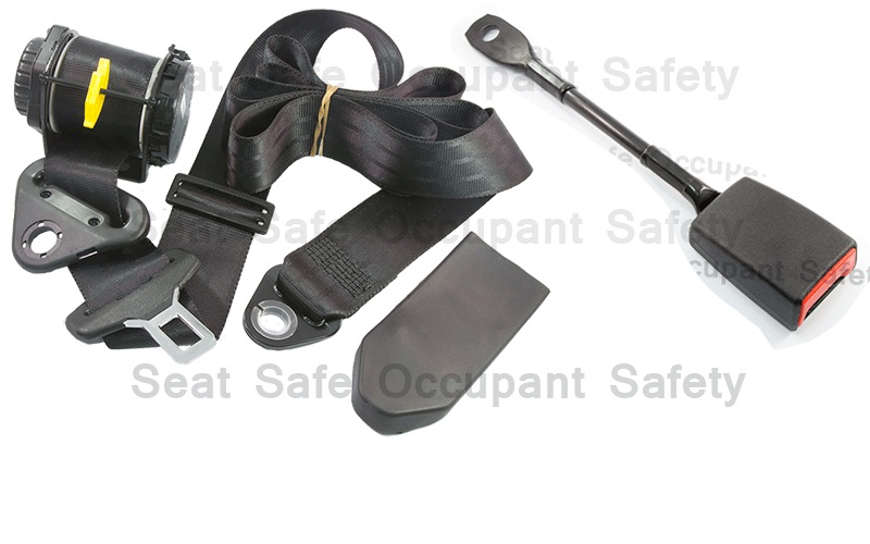 RETRACTABLE 3 BOLT HOLE LAP/SASH SEAT BELT AT 90º HIDDEN IN PILLAR WITH 250MM CABLE BUCKLE