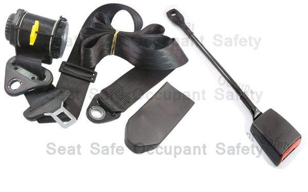 RETRACTABLE 3 BOLT HOLE LAP/SASH SEAT BELT AT 90º HIDDEN IN PILLAR WITH 400MM CABLE BUCKLE